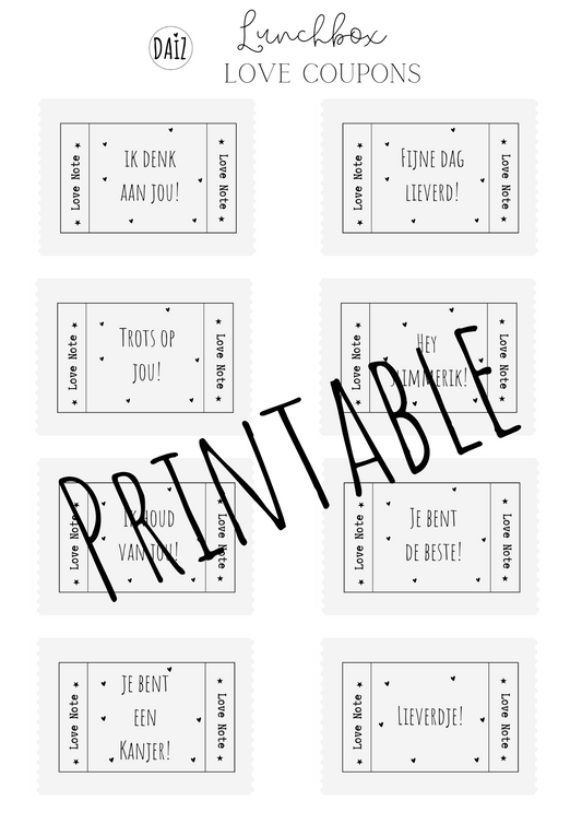Printable | Broodtrommel Briefjes