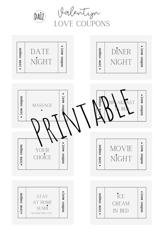 Printable | Love coupons